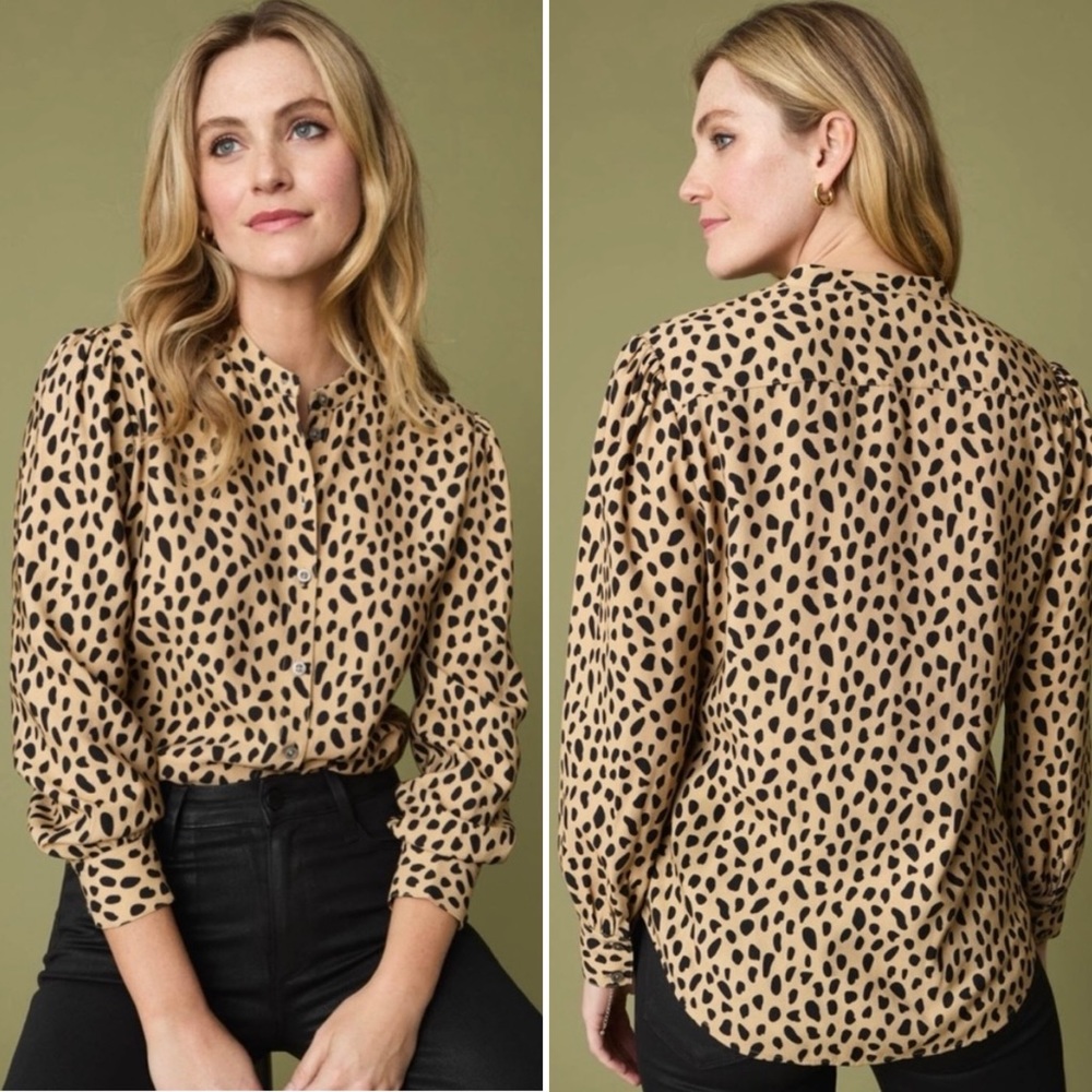 UNTUCKit Animal Print Button Down Shirt - Tan and Black